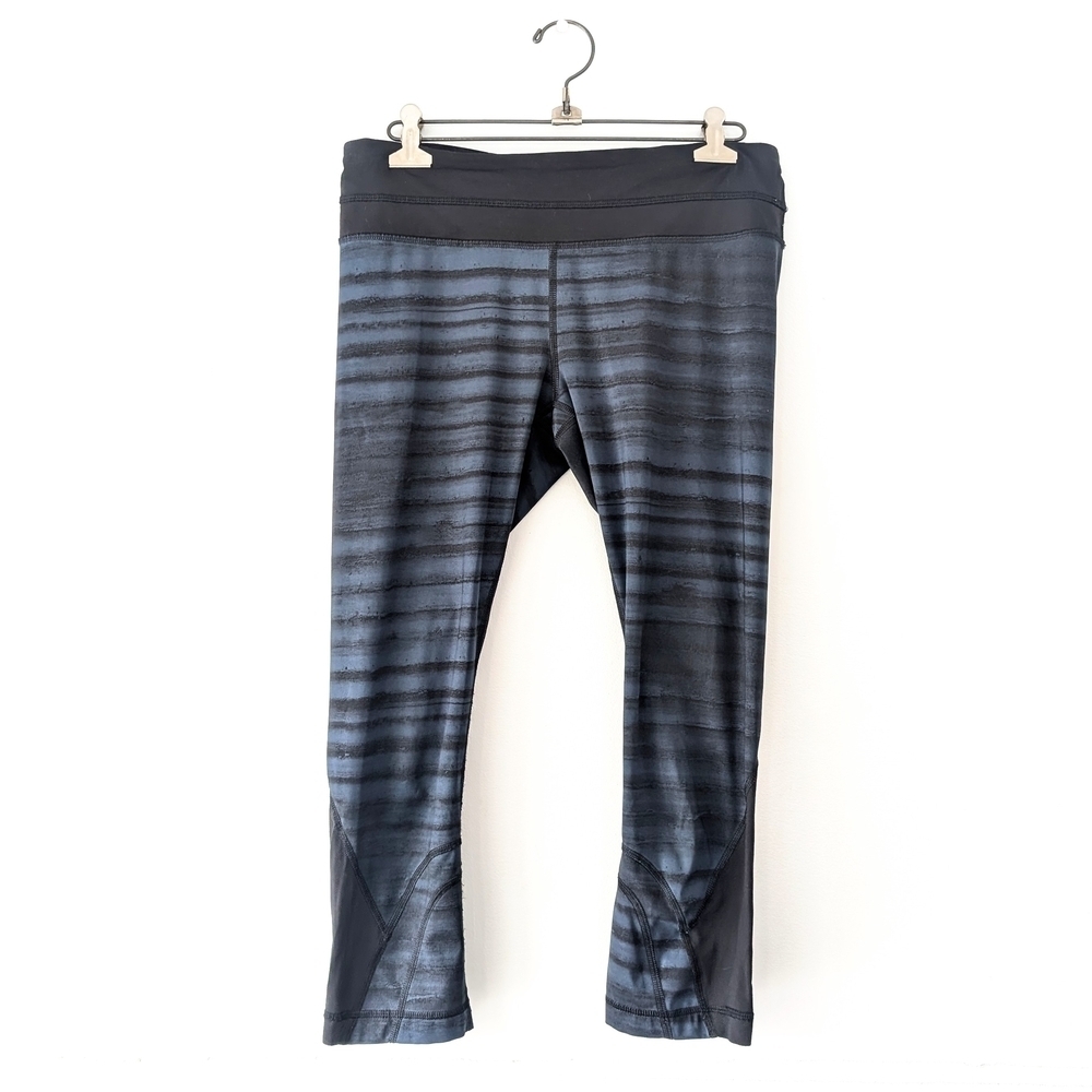 Lululemon Inspire Crop II Leggings Mesh Good Vibes Deep Navy Black ~ Size 8